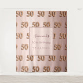 Tenture 50e anniversaire rose or rose monogramme luxueux (Devant)