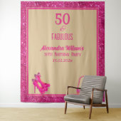 Tenture 50e Anniversaire talons hauts Pink Glittery Back D (En situation)
