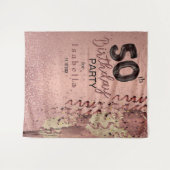 Tenture 50e Parties scintillant Rose d'or Anniversaire (Devant (Horizontal))