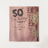 Tenture 50e Parties scintillant Rose d'or Anniversaire (Devant)