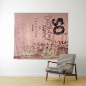 Tenture 50ème Anniversaire Glitter Or Rose (En situation (horizontale))