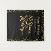 Tenture 55e anniversaire fond Noir Gold Confetti (Devant (Horizontal))