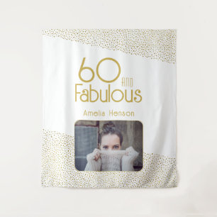 Tenture 60 ans et Fabuleux Paillettes Or Photo 60e Anniver