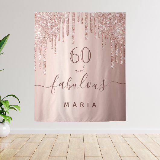 Tenture 60 ans fabuleux anniversaire rose gold pailleté 