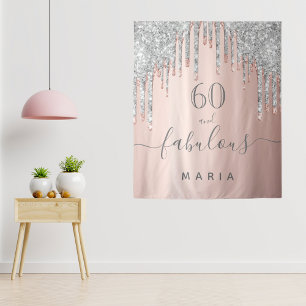 Tenture 60 ans fabuleux paillettes rose gold argent
