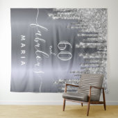 Tenture 60 ans fête d'anniversaire paillettes argent étinc (En situation (horizontale))