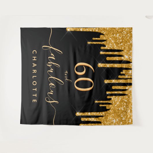 Tenture 60 fabuleuse parties scintillant d'anniversaire no (Devant (Horizontal))