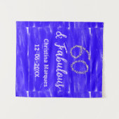 Tenture 60 & fabuleux anniversaire bleu argent ajouter nom (Devant (Horizontal))