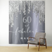 Tenture 60 fabuleux anniversaire parties scintillant argen (En situation)