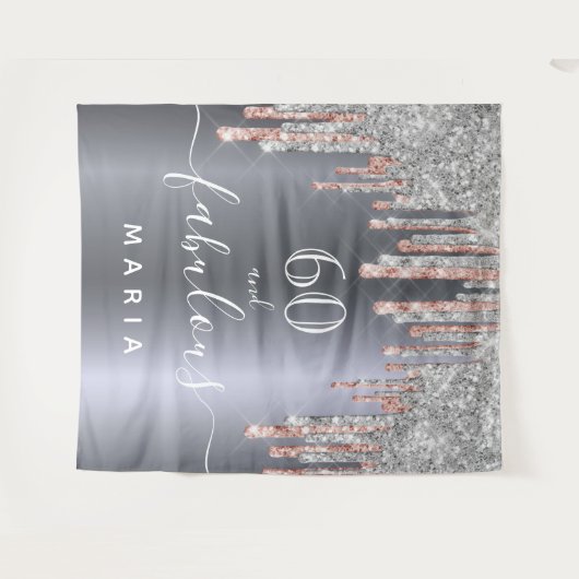 Tenture 60 fabuleux anniversaire parties scintillant argen (Devant (Horizontal))