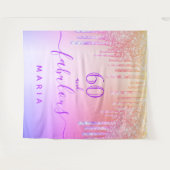 Tenture 60 fabuleux anniversaire rose or violet (Devant (Horizontal))
