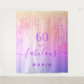 Tenture 60 fabuleux anniversaire rose or violet (Devant)