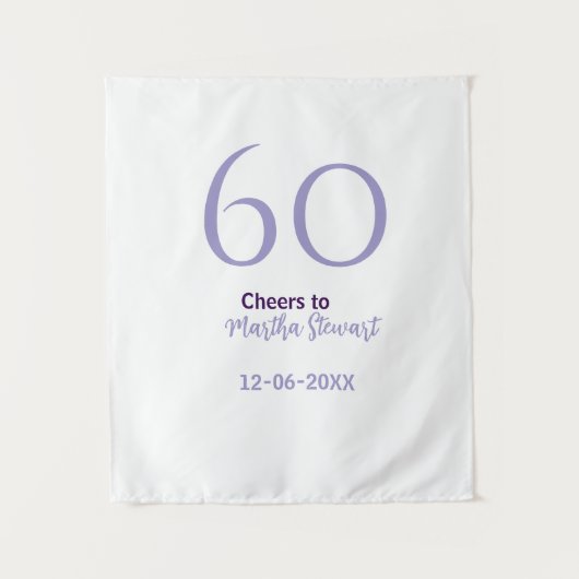 Tenture 60 & merveilleux anniversaire violet gras nom date (Devant)