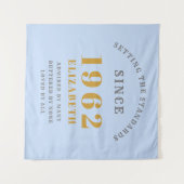 Tenture 60e Anniversaire 1962 Élégant Gris Bleu Or Chic (Devant (Horizontal))