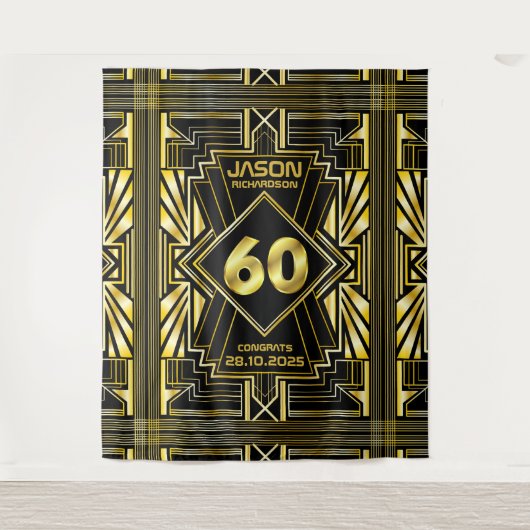 Tenture 60e anniversaire Art Déco Gold Black Great Gatsby (Devant)