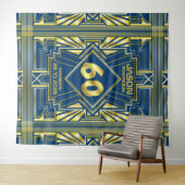 Tenture 60e anniversaire Art Déco Gold Blue Great Gatsby (En situation (horizontale))