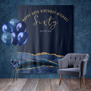 Tenture 60e anniversaire Blue Gold Agate Photo fond