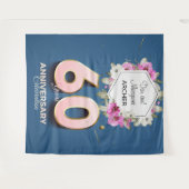 Tenture 60e anniversaire Fête des orchidées roses sur bleu (Devant (Horizontal))