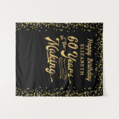 Tenture 60e Anniversaire fond Noir Gold Confetti (Devant (Horizontal))