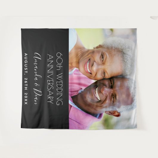 Tenture 60e anniversaire mariage photo moderne élégant (Devant (Horizontal))