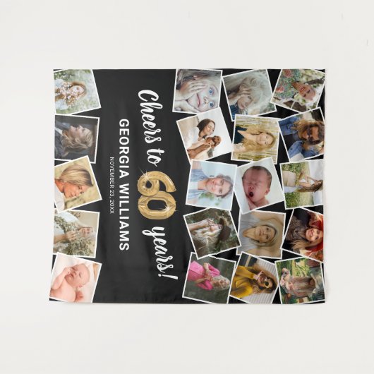 Tenture 60e anniversaire Multi Photo fond (Devant (Horizontal))