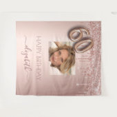 Tenture 60e anniversaire rose or parties scintillant goutt (Devant (Horizontal))