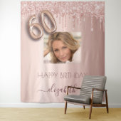 Tenture 60e anniversaire rose or parties scintillant goutt (En situation)