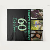 Tenture 60e fête d'anniversaire, Parties scintillant verte (Devant (Horizontal))