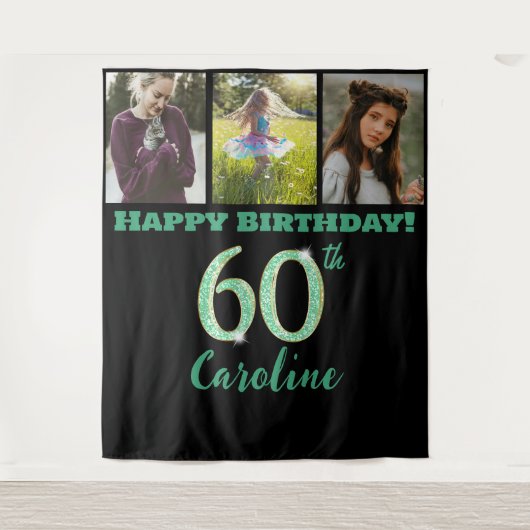 Tenture 60e fête d'anniversaire, Parties scintillant verte (Devant)