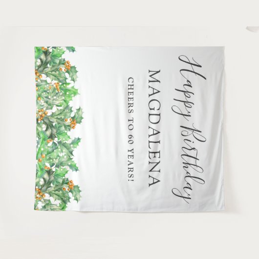 Tenture 60th Birthday Holly December Birth Flower Backdrop (Devant (Horizontal))