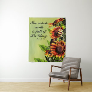 Tenture 6:3 d'Isaïe avec la photographie des tournesols