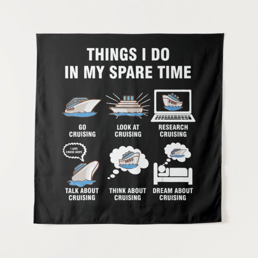Tenture 6 Choses Que Je Fais Dans Mon Temps Libre De Crois (Devant)