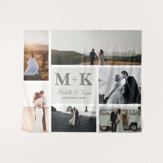 Tenture 6 Photo Mariage Collage Nouveaux mariés (Devant (Horizontal))