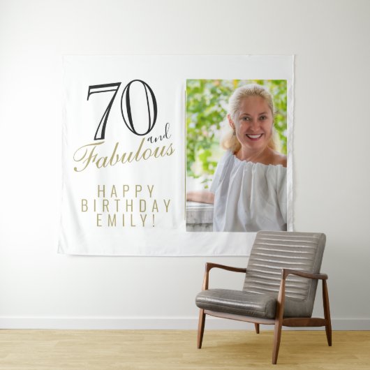 Tenture 70 ans et Fabuleux Fond pour photo d'anniversaire (En situation (horizontale))