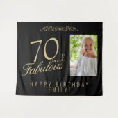Tenture 70 ans et magnifique anniversaire photo fond noir (Devant (Horizontal))