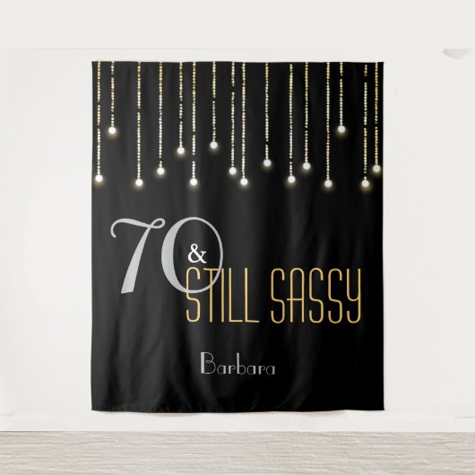 Tenture 70 et Sassy Black Silver Photo Booth Backdrop (Devant)