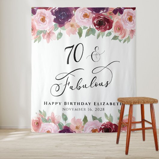 Tenture 70 Fabuleuse aquarelle florale 70e fête d'annivers