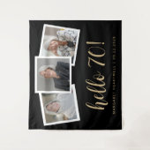 Tenture 70e anniversaire 3-Photo Gold Script Cheers Noir (Devant)