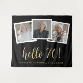 Tenture 70e anniversaire 3-Photo Or Script Cheers Noir (Devant (Horizontal))