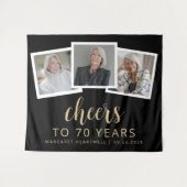 Tenture 70e Anniversaire 3-Photo Or Script Félicitations N (Devant (Horizontal))