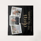 Tenture 70e Anniversaire 3-Photo Or Script Félicitations N (Devant)