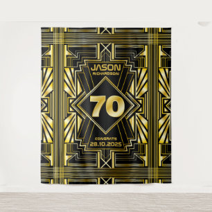 Tenture 70e Anniversaire Art Déco Or Noir Gatsby le Magnif