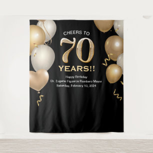 Tenture 70e anniversaire Black and Gold Photo Booth fond