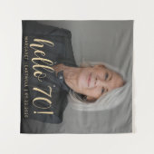 Tenture 70e anniversaire de fête Photo Gold Script Cheers (Devant (Horizontal))
