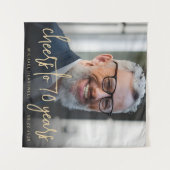 Tenture 70e anniversaire de fête Photo Gold Script Cheers (Devant (Horizontal))