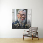Tenture 70e anniversaire de fête Photo Gold Script Cheers (En situation)