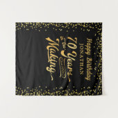 Tenture 70e anniversaire fond Noir Gold Confetti (Devant (Horizontal))