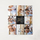 Tenture 70e anniversaire moderne collage photo noir et or (Devant)