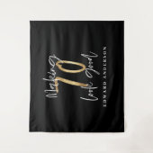 Tenture 70e anniversaire moderne noir et or élégant (Devant)