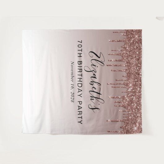 Tenture 70e anniversaire Rose Parties scintillant d'or Con (Devant (Horizontal))